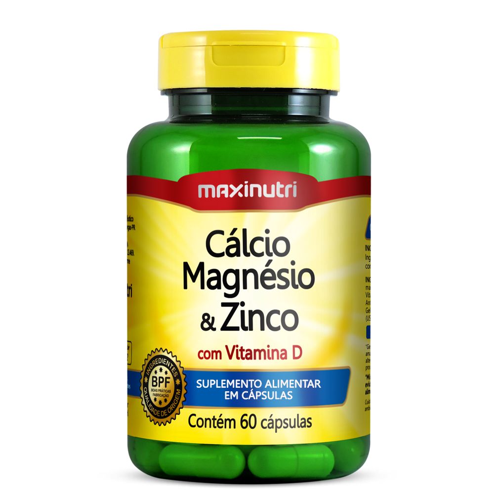 Calcio Magnesio e Zinco 600mg 60 cápsulas Maxinutri