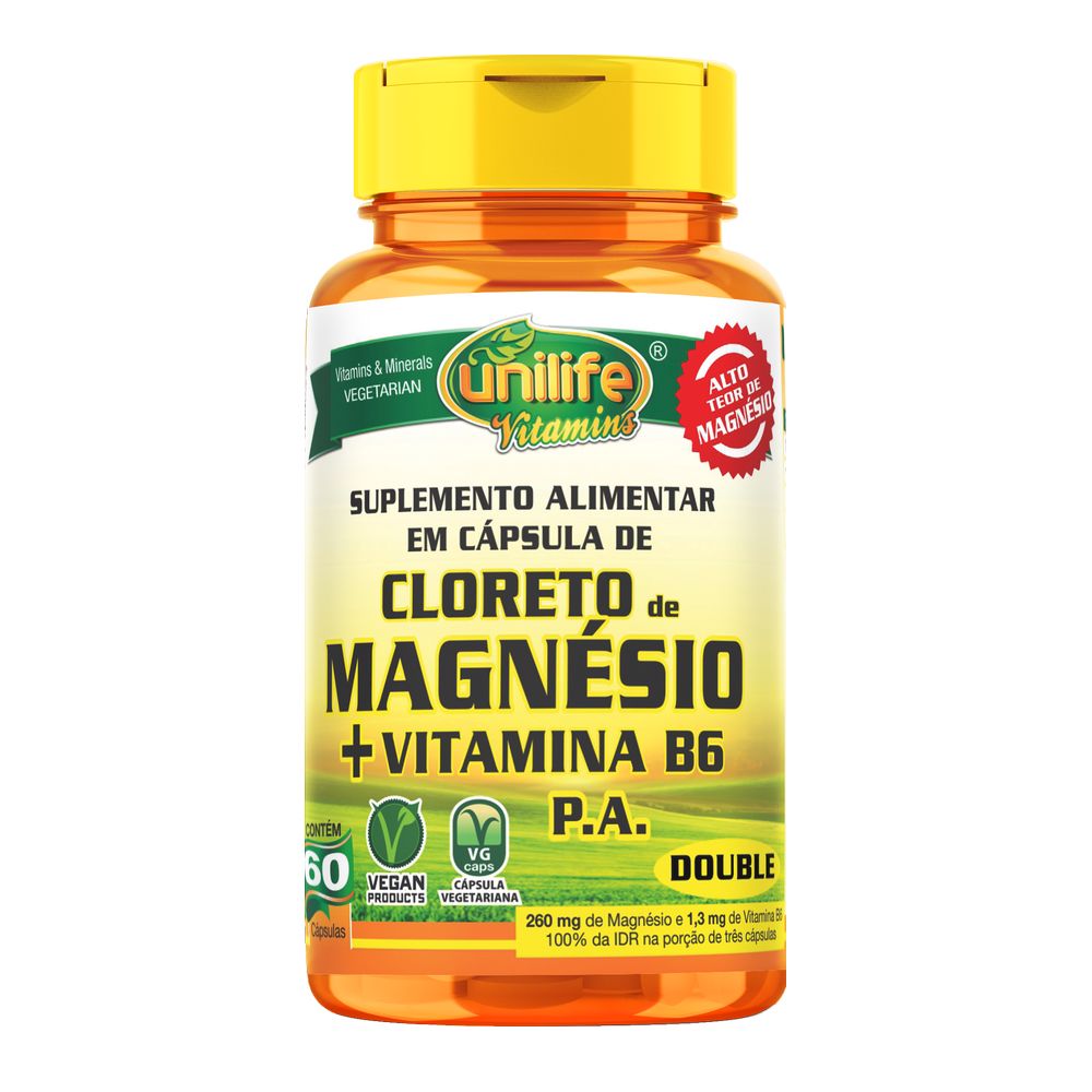 Cloreto de Magnesio PA com Vitamina B6 810mg 60 cápsulas Unilife