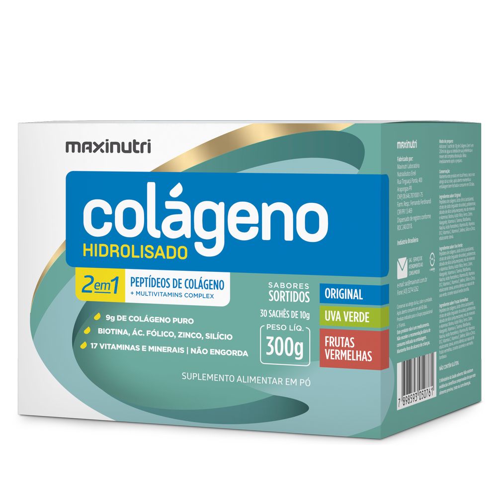 Colageno Hidrolisado 2em1 Sache 30x10g Sortido Maxinutri