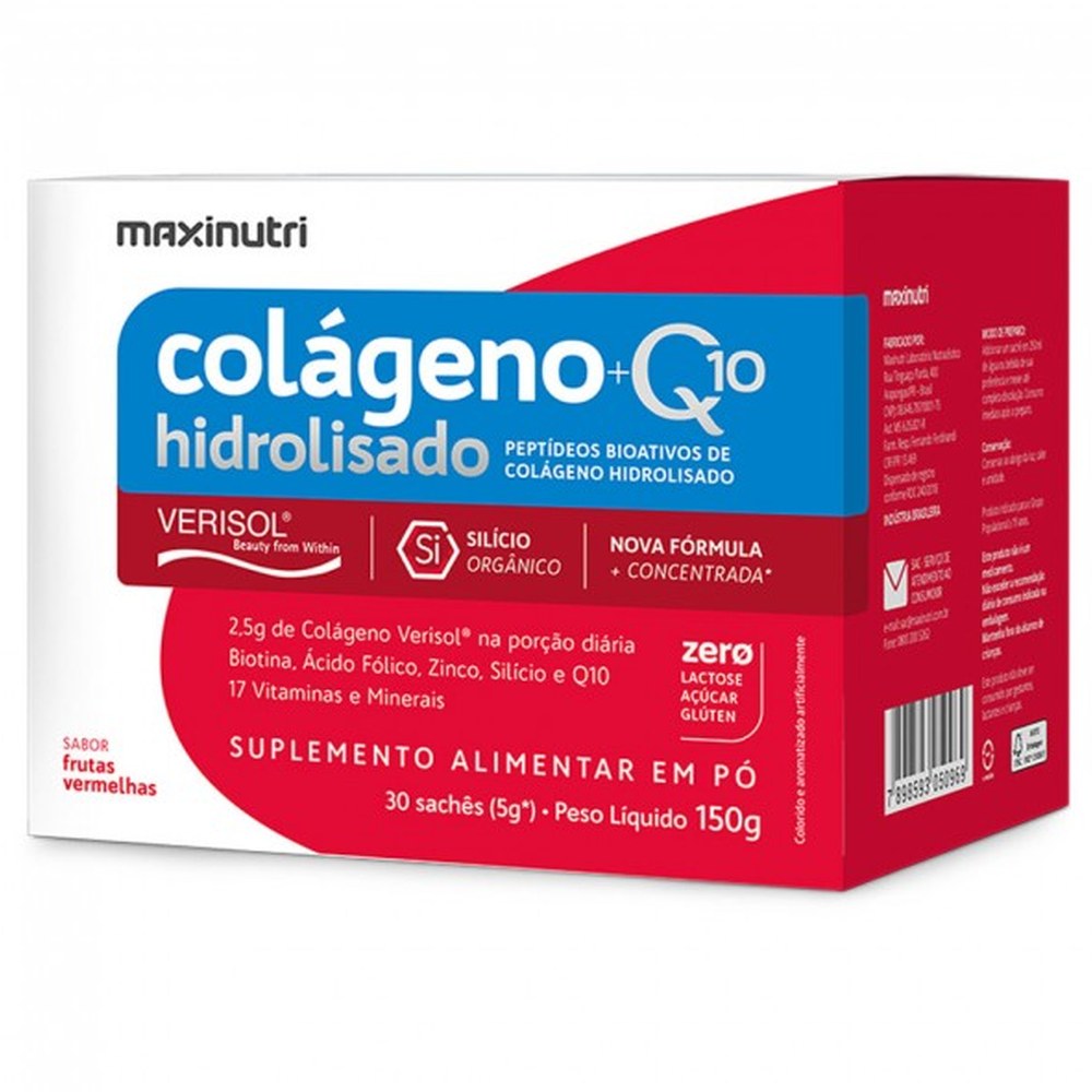 Colageno Verisol Hid Sache Frutas Vermelhas (Com CoQ10 e Silício Orgânico) 30x5g Maxinutri