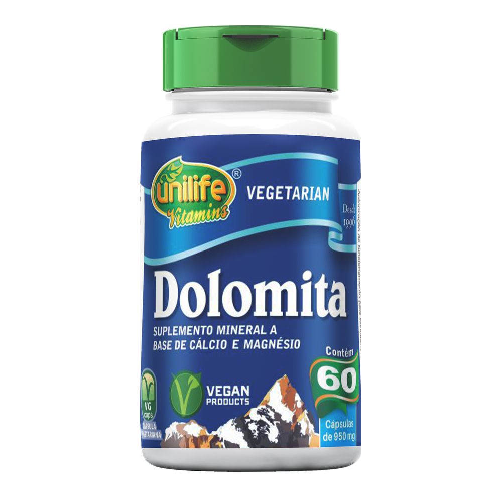 Dolomita - Calcio e Magnesio - 950mg 60 cápsulas Unilife