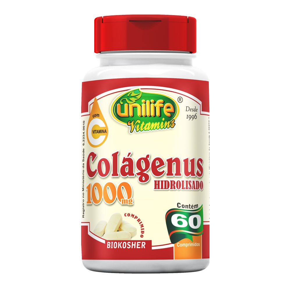 Colageno Pure - Hidrolisado + Vitamina C - 1000mg 60 cápsulas Unilife
