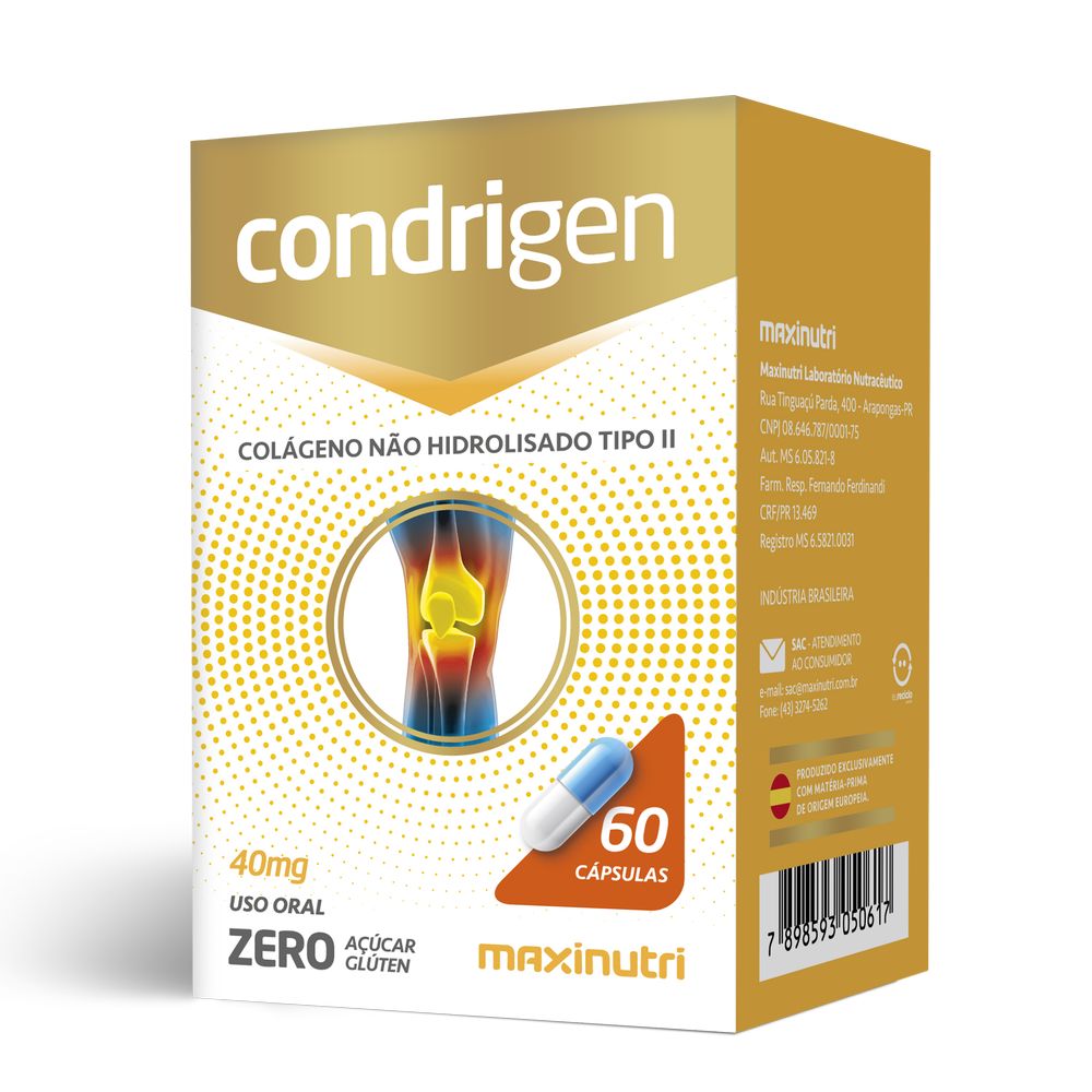 Condrigen (Colageno Tipo II) 40mg 60 cápsulas Maxinutri
