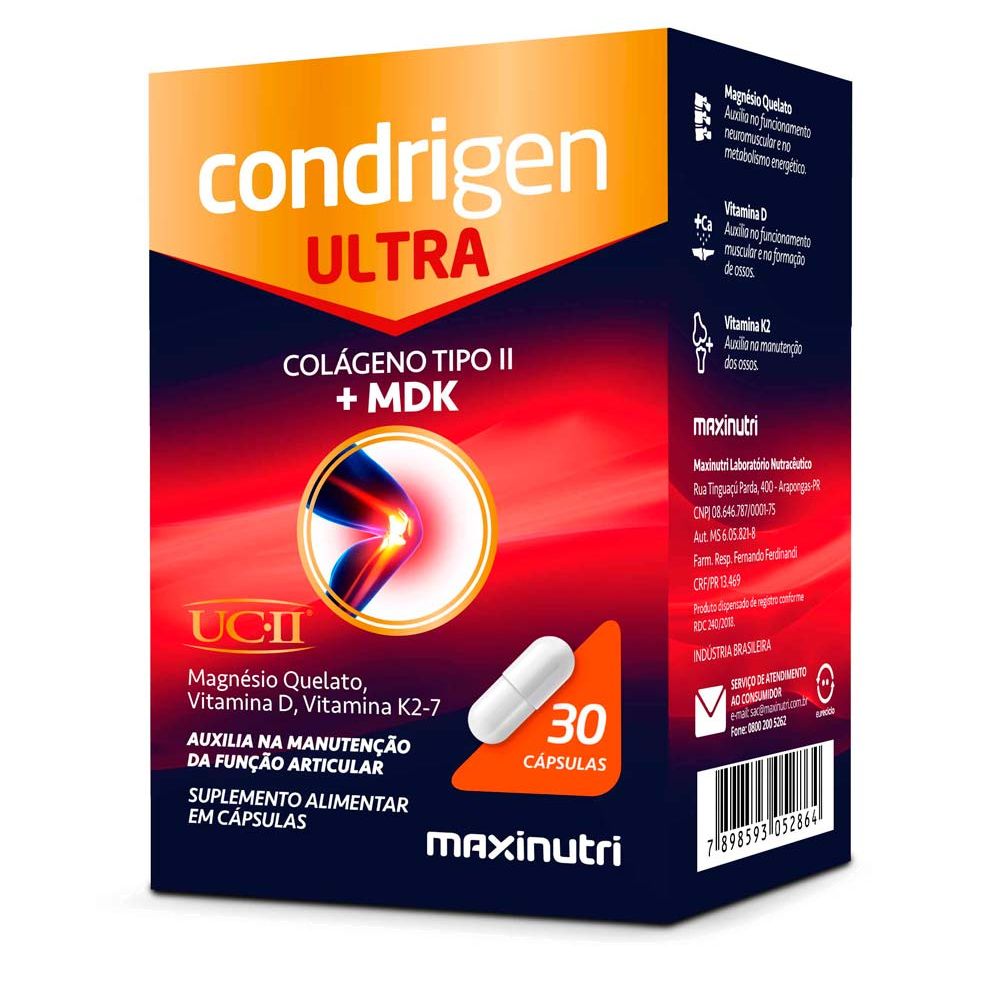 Condrigen Ultra (Colageno Tipo II + MDK) 560mg 30 cápsulas Maxinutri