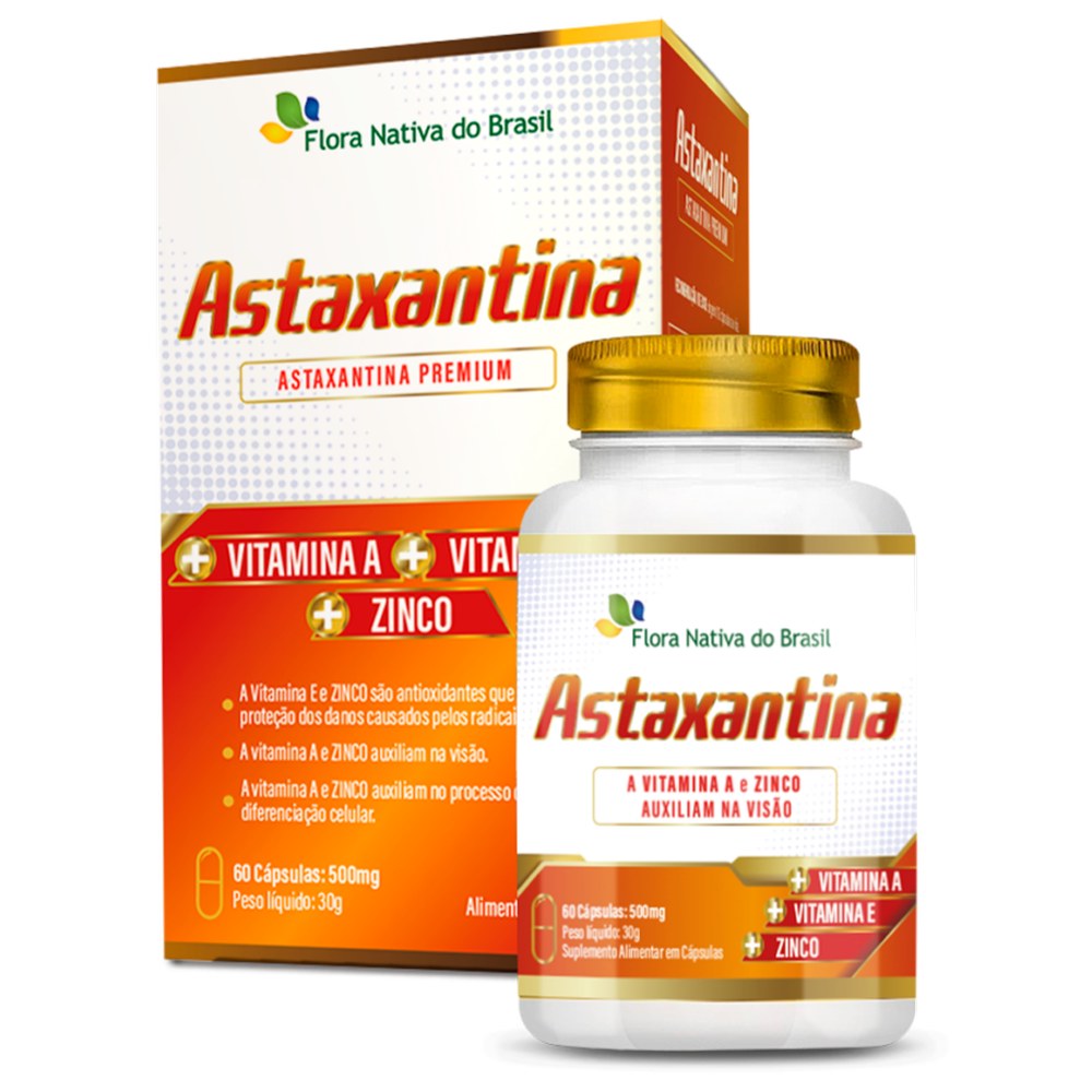 Astaxantina Premium 500mg 60 cápsulas Flora Nativa
