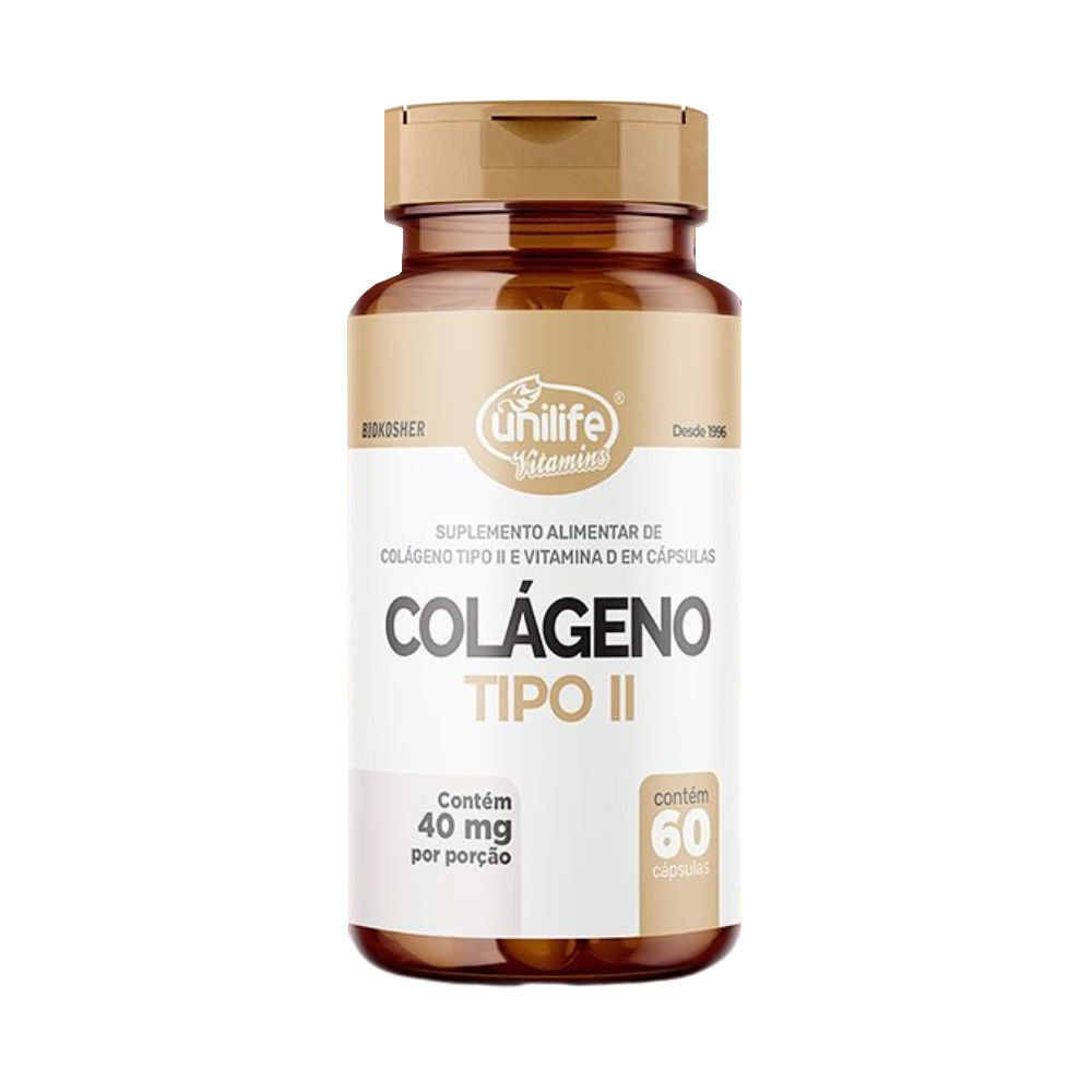 Colageno Tipo II com vitamina D3 60 cápsulas Unilife