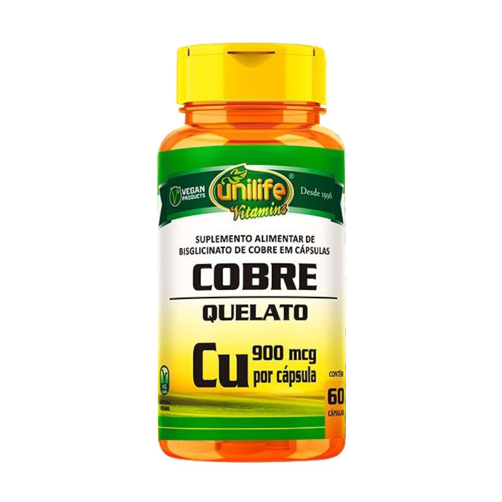Cobre Quelato &quot;CU&quot; - 500mg 60 cápsulas Unilife