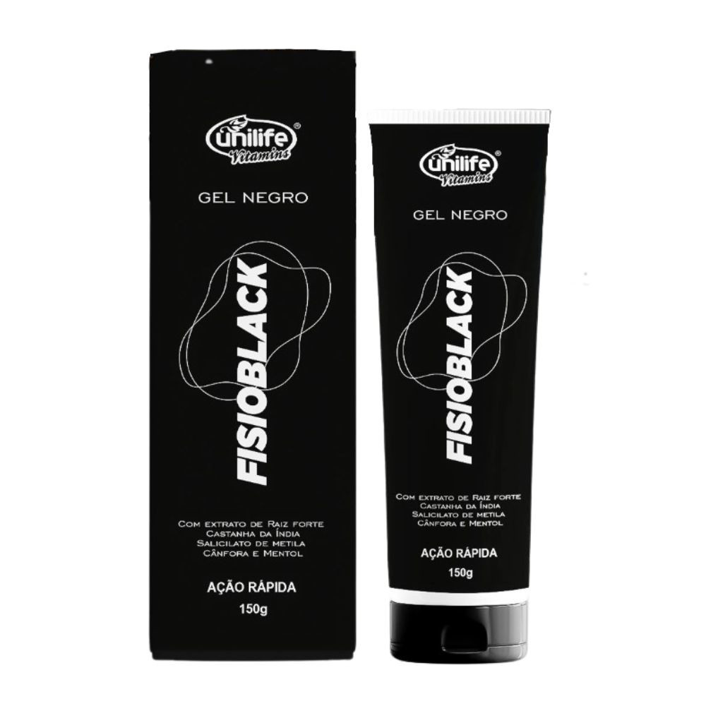 Fisioblack - Gel negro - Raiz forte, cast. da índia, salicilato de metila, cânfora e mentol 150g Unilife