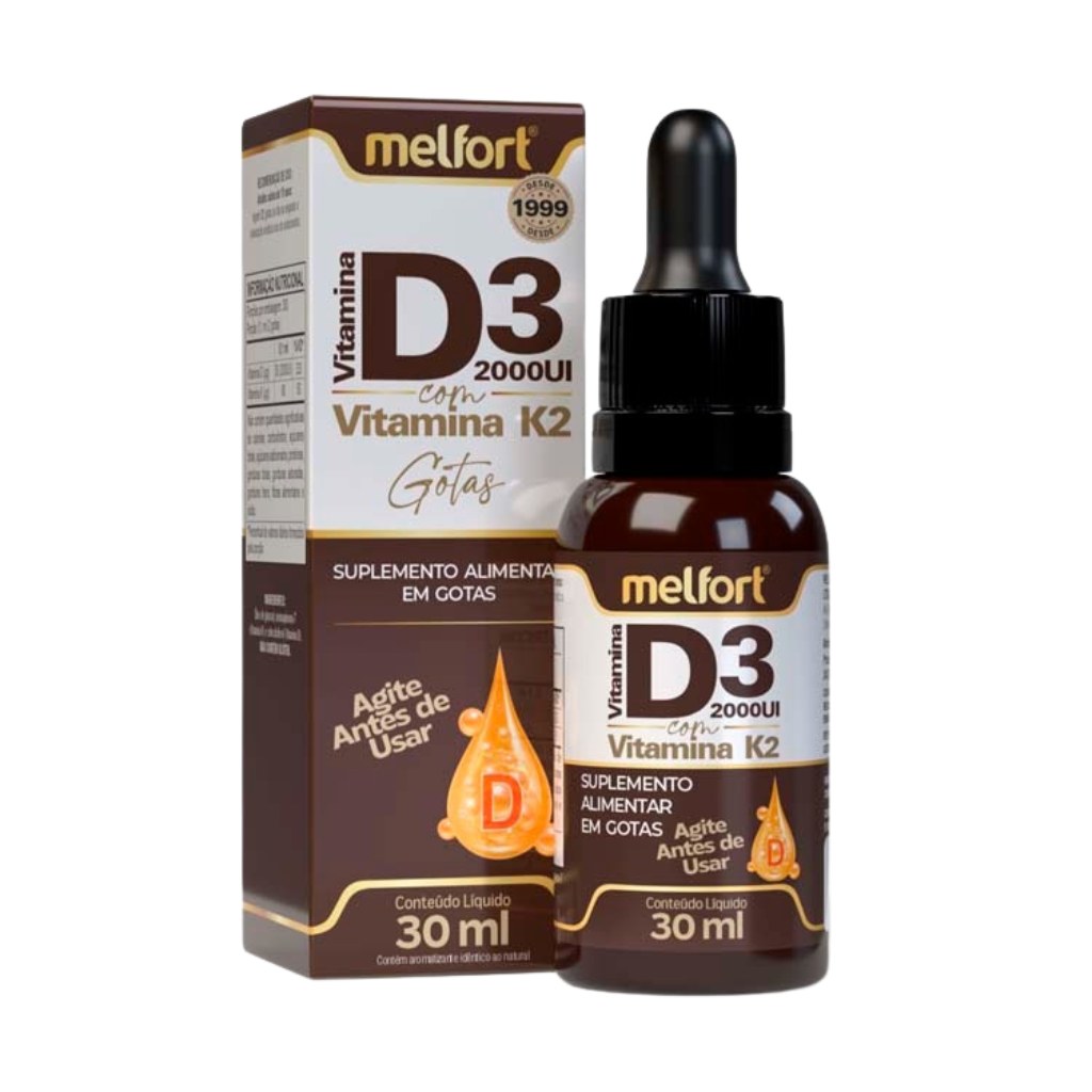 Vitamina D3 com K2 em Gotas 30ml Melfort