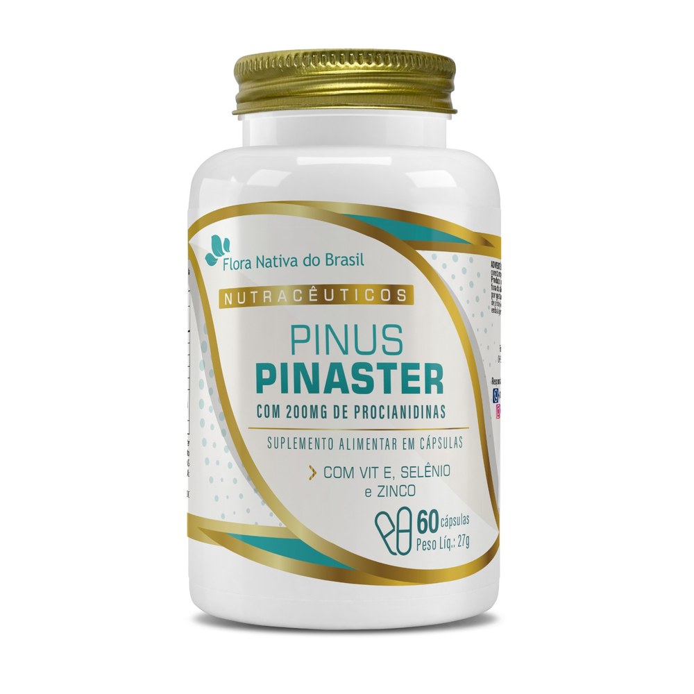 Pinus Pinaster (200mg de Procianidinas) - Com Vitamina E, Selênio e Zinco - 450mg 60 cápsulas Flora Nativa