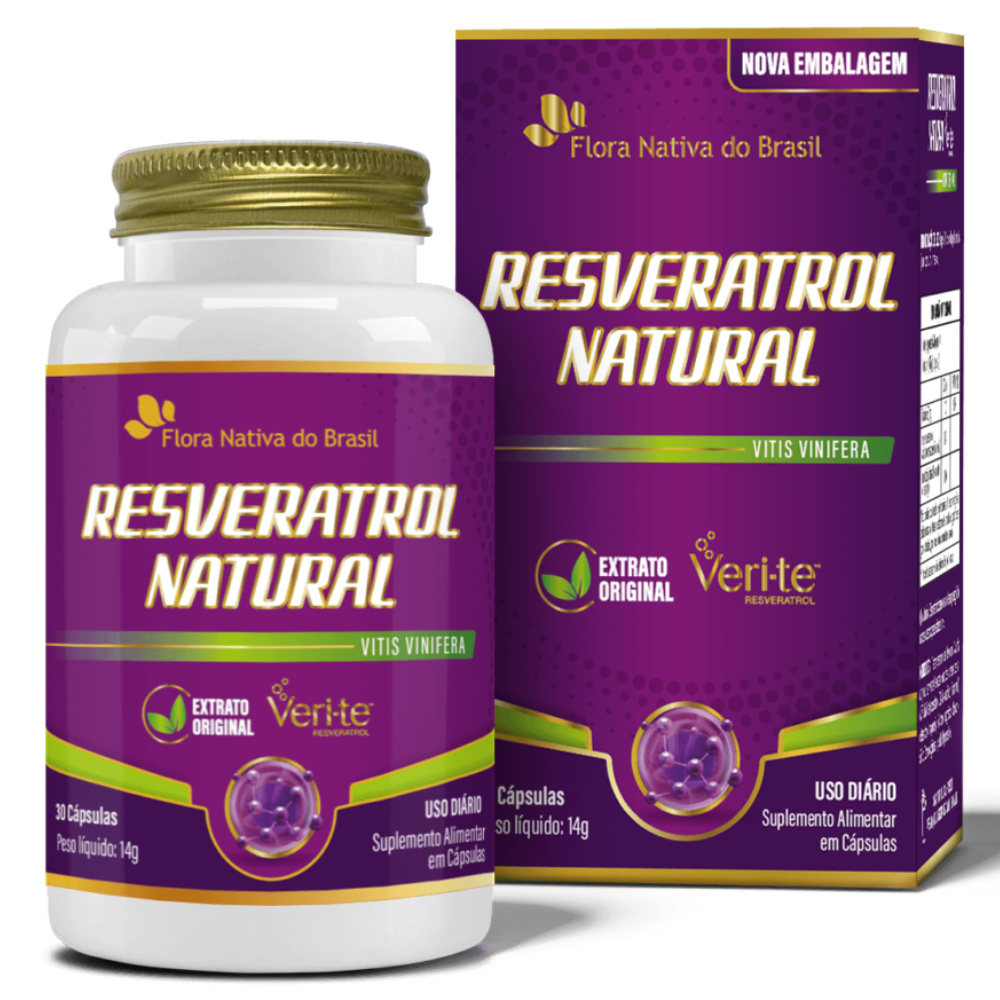 Resveratrol Natural Veri-te (147mg Transresveratrol) 450mg 30 cápsulas veganas Flora Nativa