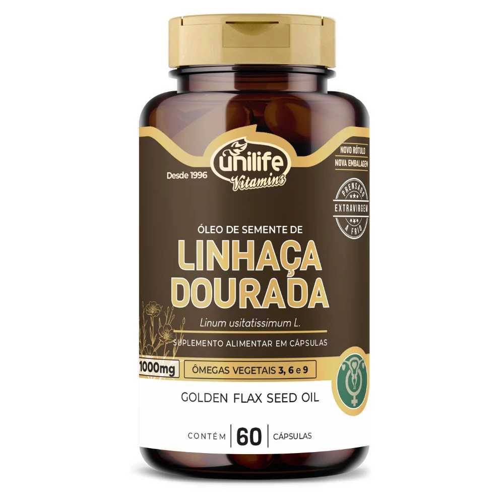 Oleo de Linhaça Dourada (1000mg de Linhaça) 1200mg 60 cápsulas Unilife
