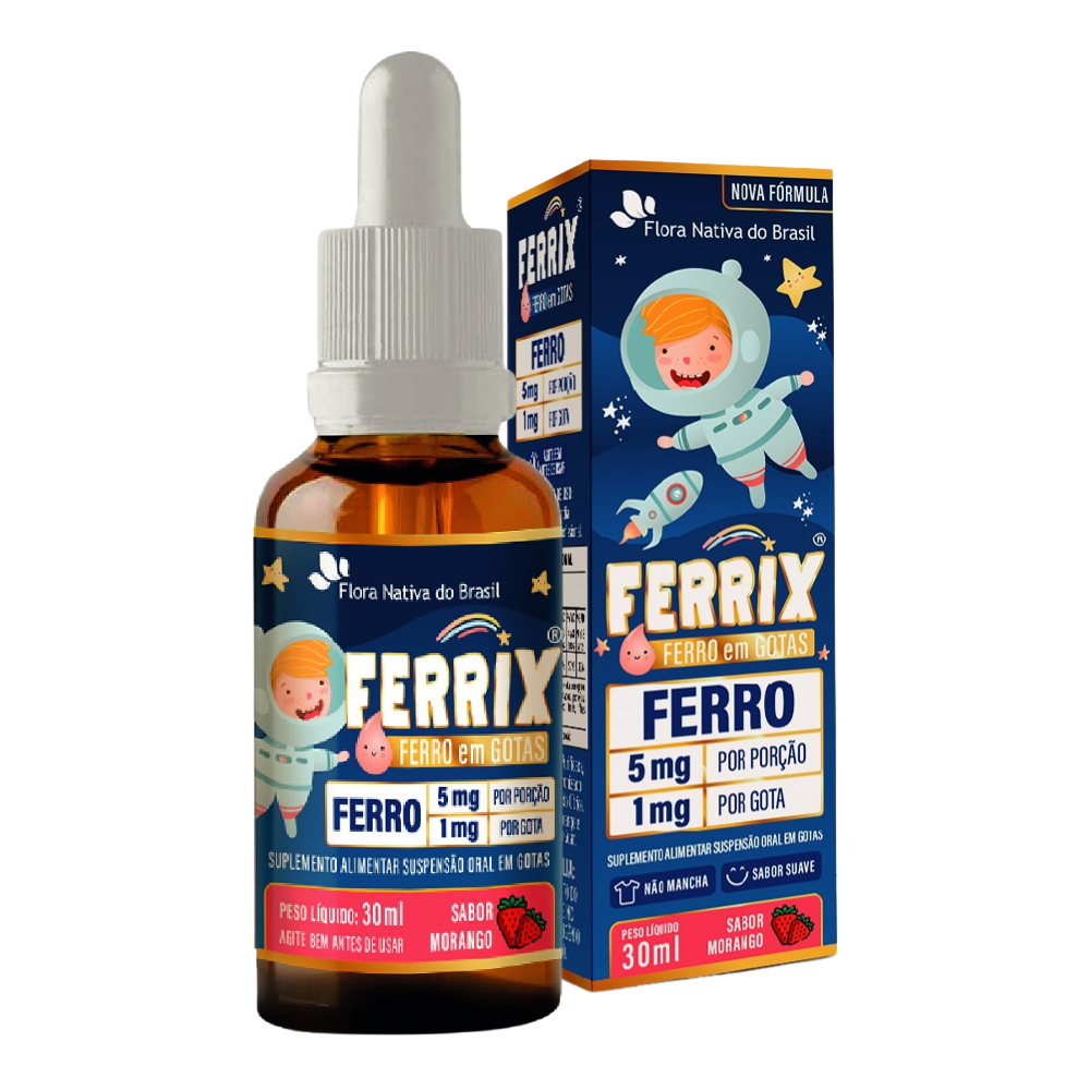 Ferrix Kids (Ferro 5mg/porção) Lipofer Sabor Morango 30ml Flora Nativa