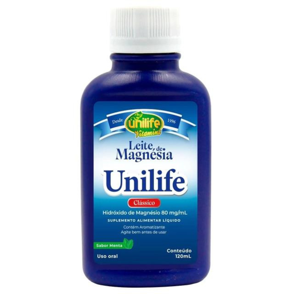 Leite de Magnesia (Hidroxido de Magnesio 80mg/mL) Sabor Menta 120ml Unilife