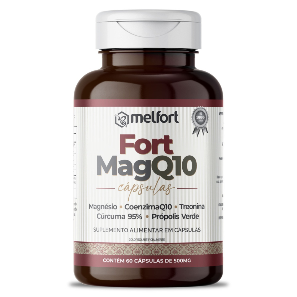 Fort MagQ10 (Magnesio, Treonina, CoQ10, Propolis Verde e Curcuma 95%) 500mg 60 cápsulas Melfort