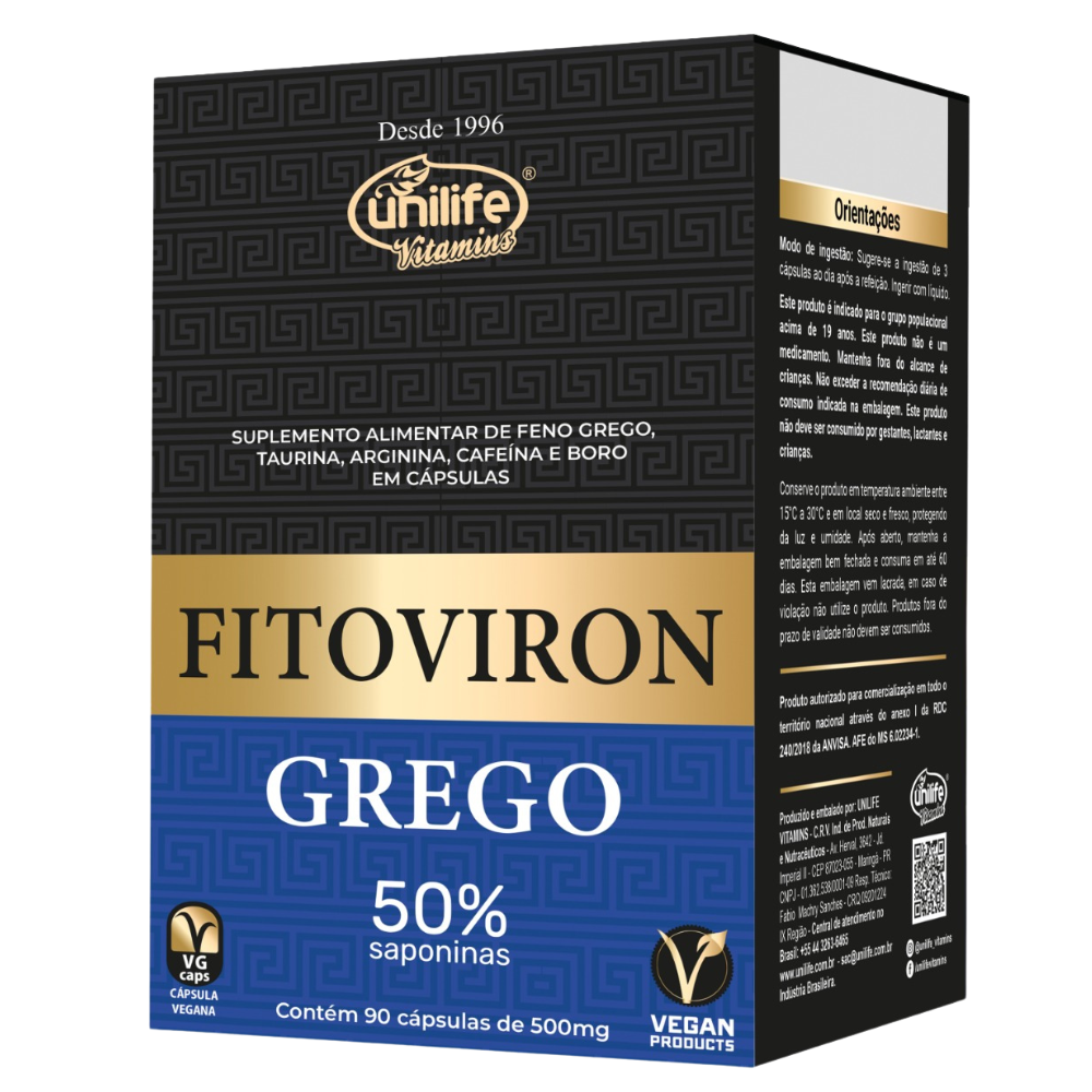 FitoViron Feno Grego 50% saponinas 500mg 90 cápsulas Unilife