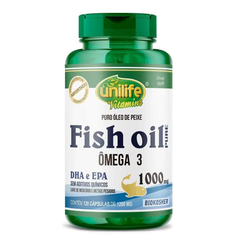 Omega 3 - 1000mg Fish Oil - 1200mg 120 cápsulas Unilife