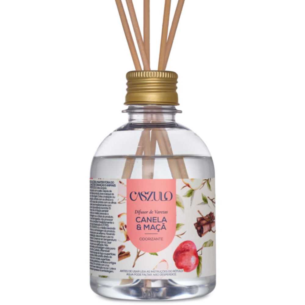 Difusor Varetas Canela e Maça 250ml Caszulo Via Aroma