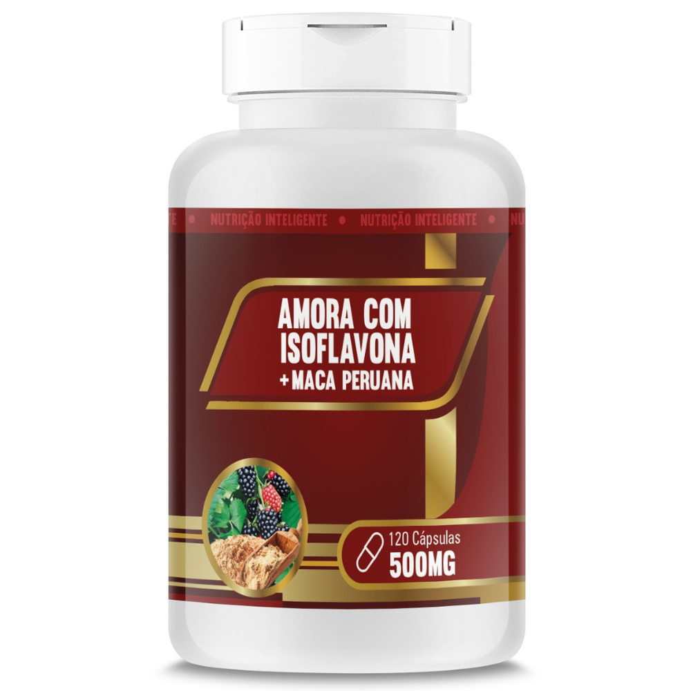 Amora com Isoflavona + Maca Peruana 500mg 120 cápsulas RN Suplementos