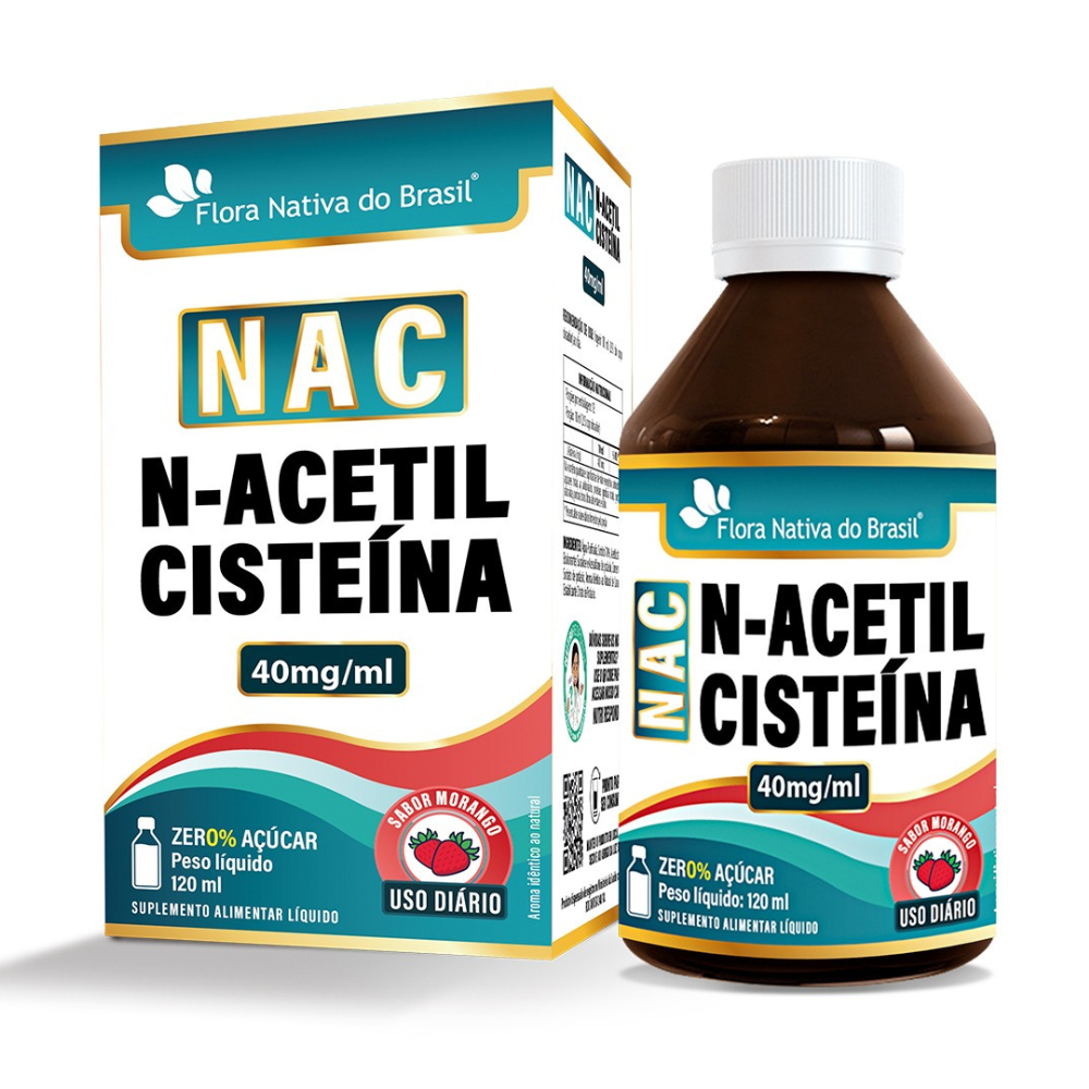 NAC - Acetilcisteina 120ml Morango Flora Nativa