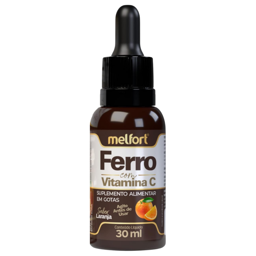 Ferro com Vitamina C em gotas Sabor Laranja 30ml  Melfort