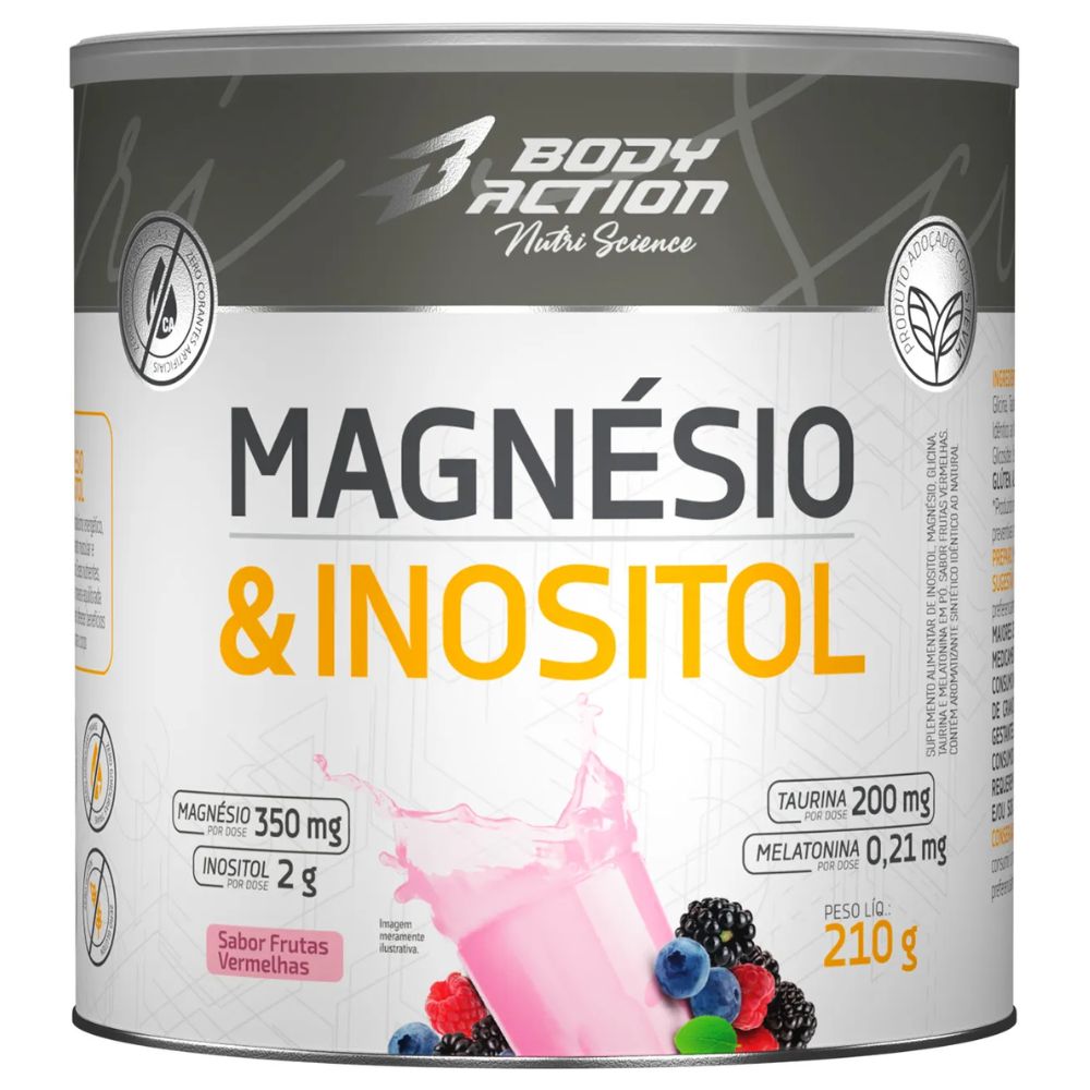 Magnesio com Inositol 210g Frutas Vermelhas Body Action