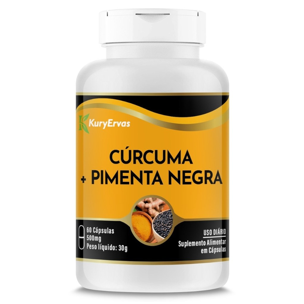 Curcuma com Pimenta Negra 500mg 60 cápsulas Kury Ervas