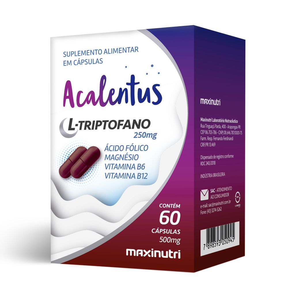 Acalentus (L-Triptofano + Assoc.) 60 cápsulas Maxinutri