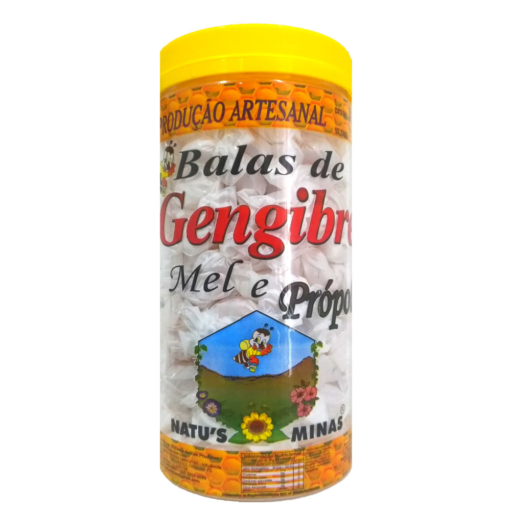 Bala de Gengibre Mel e Propolis Pote 200un Natus Minas