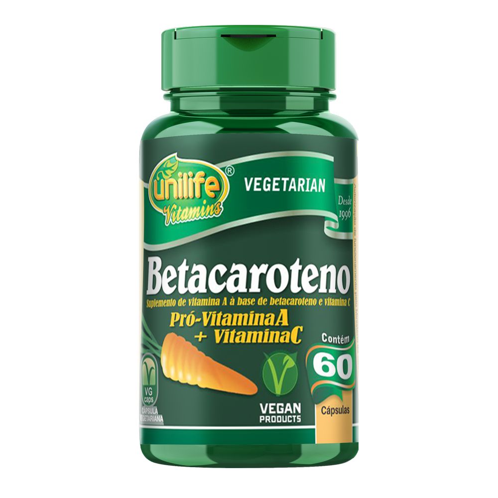 Betacaroteno + Vitamina C 500mg 60 cápsulas Unilife
