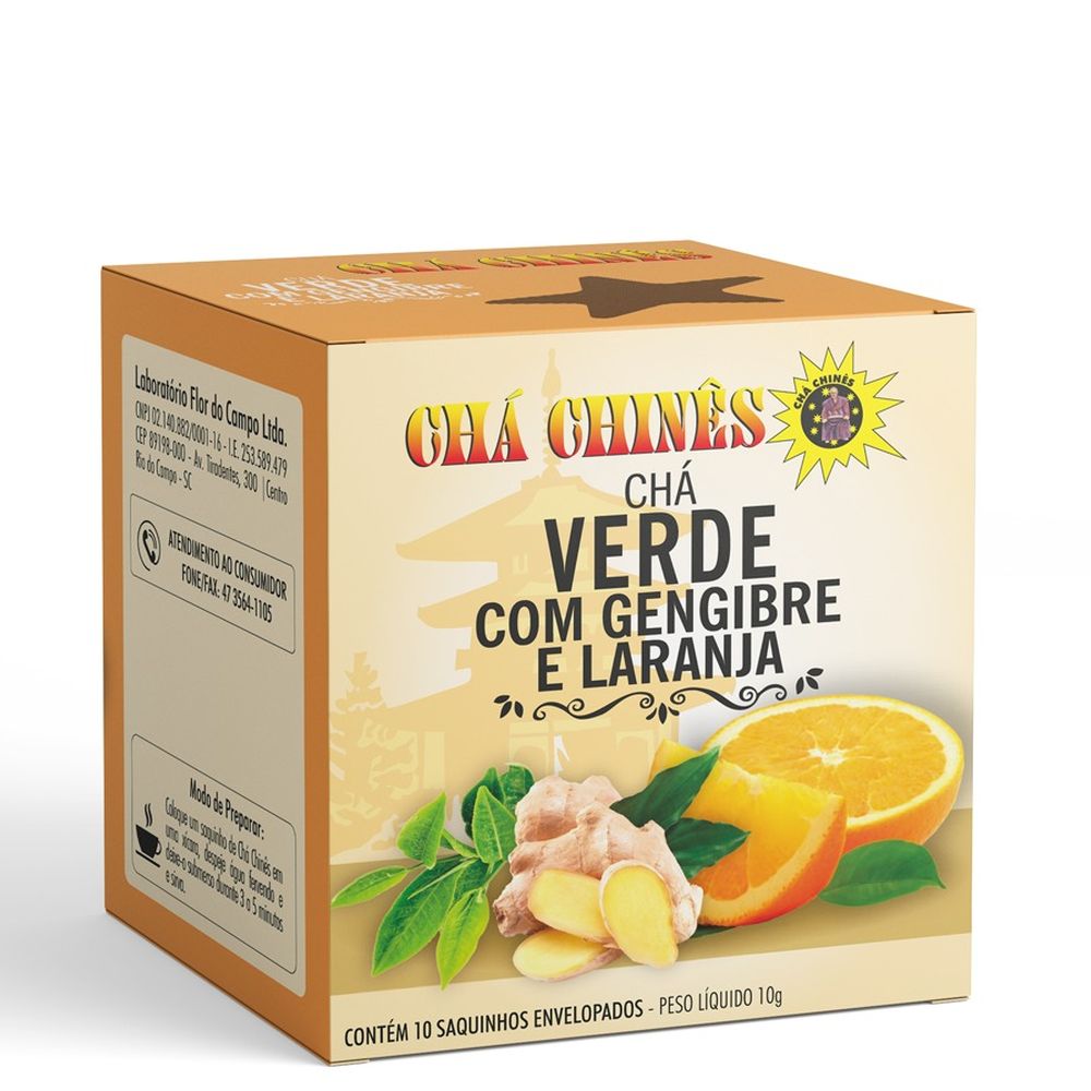 Cha Verde com Gengibre e Laranja 10g Cha Chines