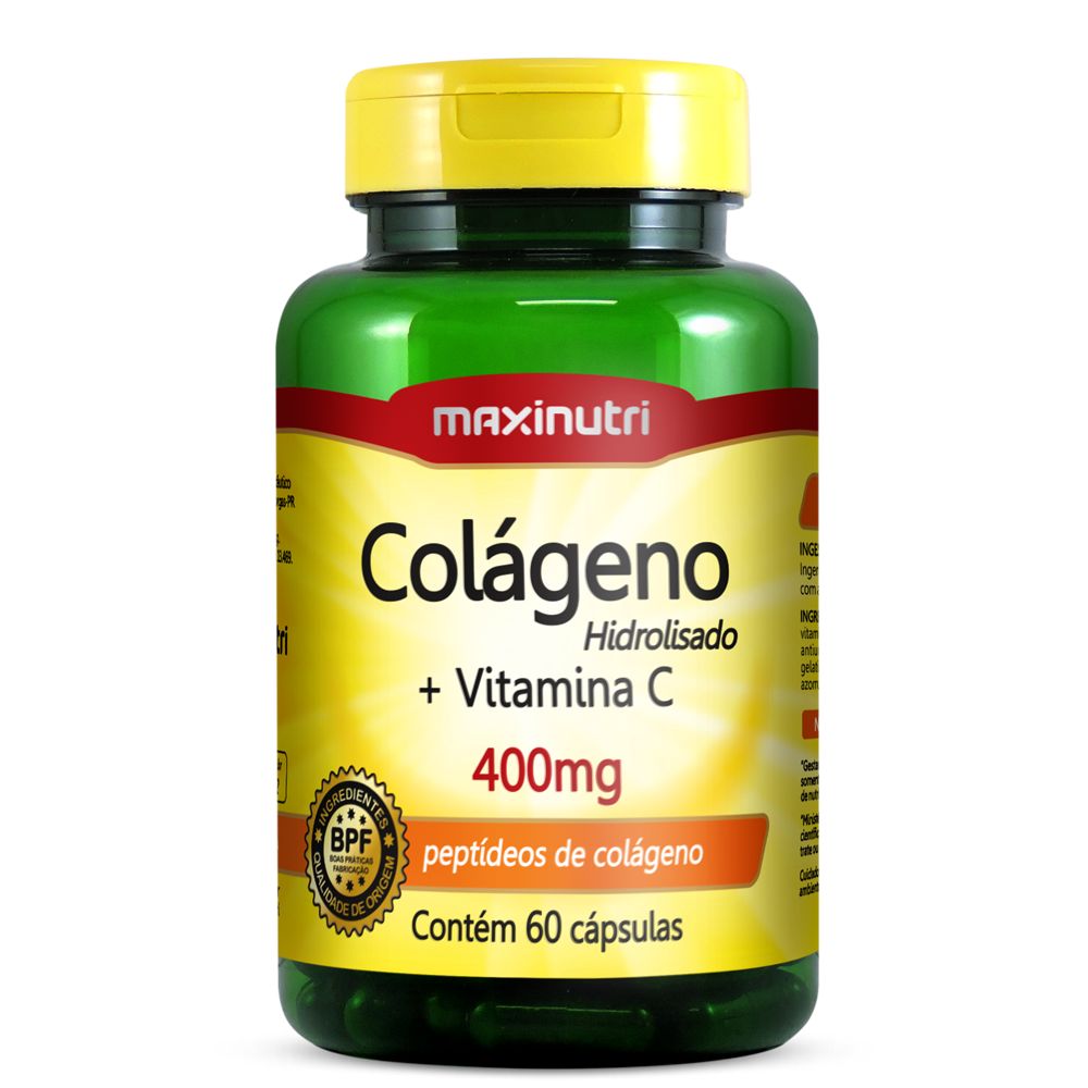 Colageno Hidrolisado com Vitamina C 400mg 60 cápsulas Maxinutri