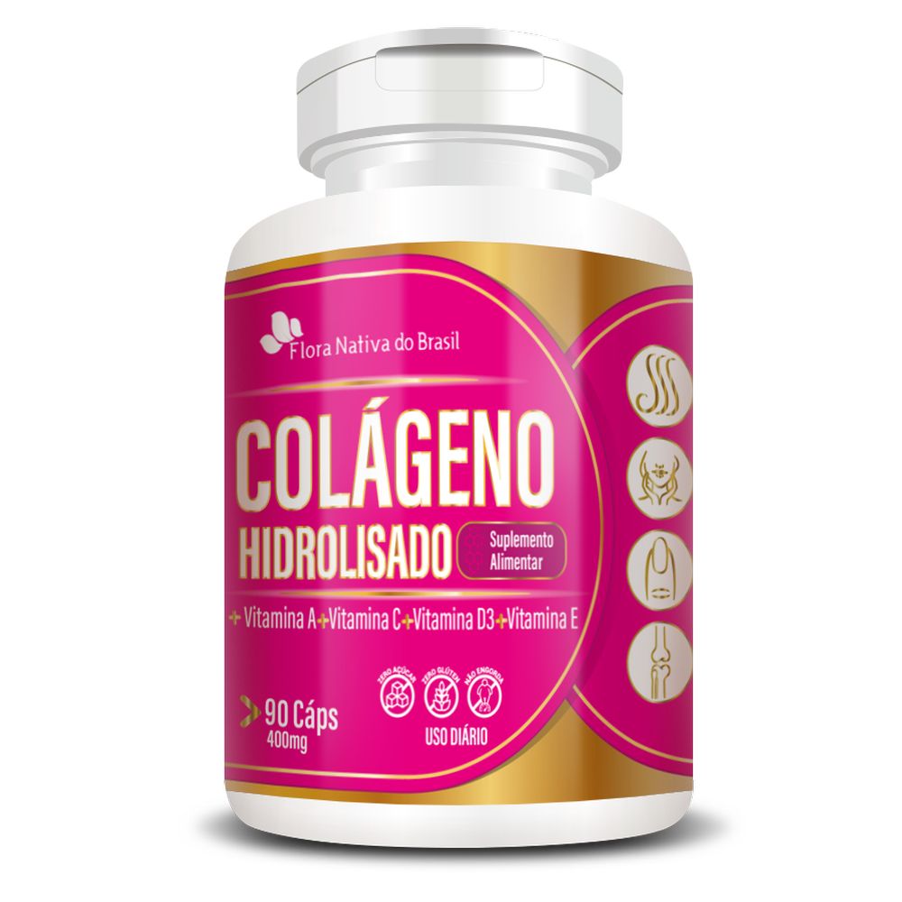 Colageno Hidrolisado com Vitaminas 400mg 90 cápsulas Flora Nativa