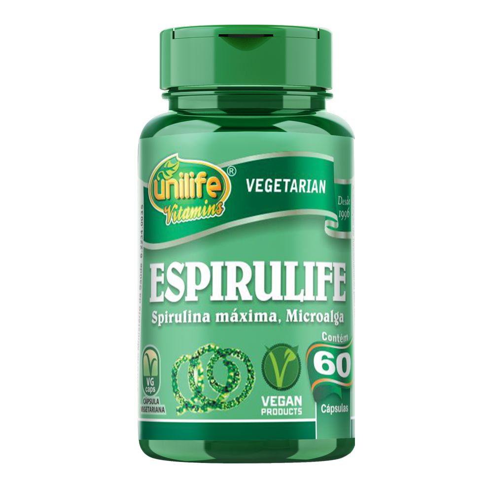Espirulife - Espirulina - 500mg 60 cápsulas Unilife