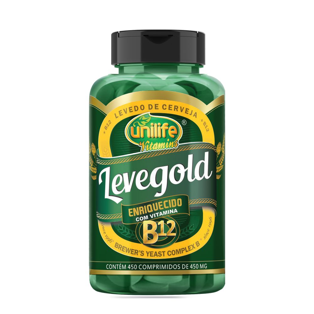 Levegold com Vitamina B12 450mg 450 comprimidos Unilife