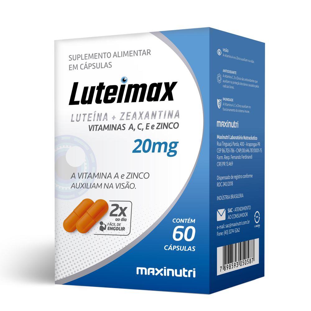 Luteimax - Luteina com Zeaxantina - 60 cápsulas Maxinutri