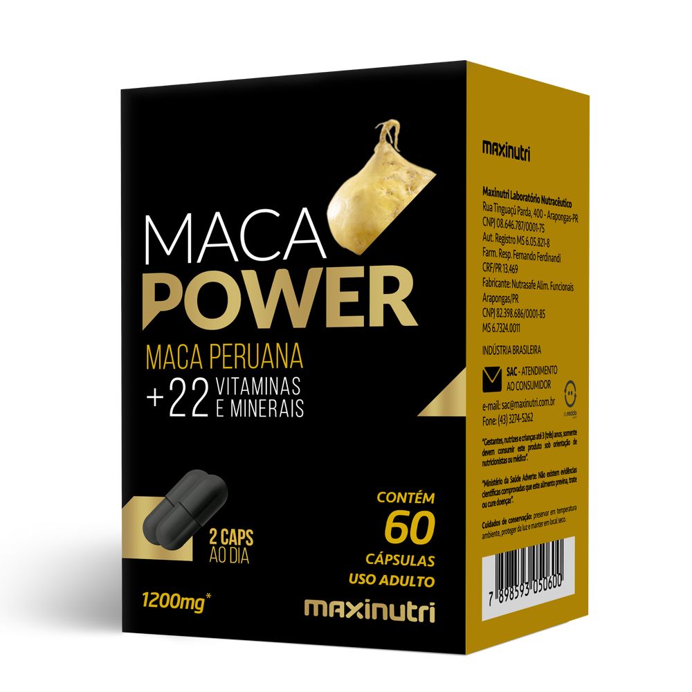 Maca Power 1200mg 60 cápsulas Maxinutri