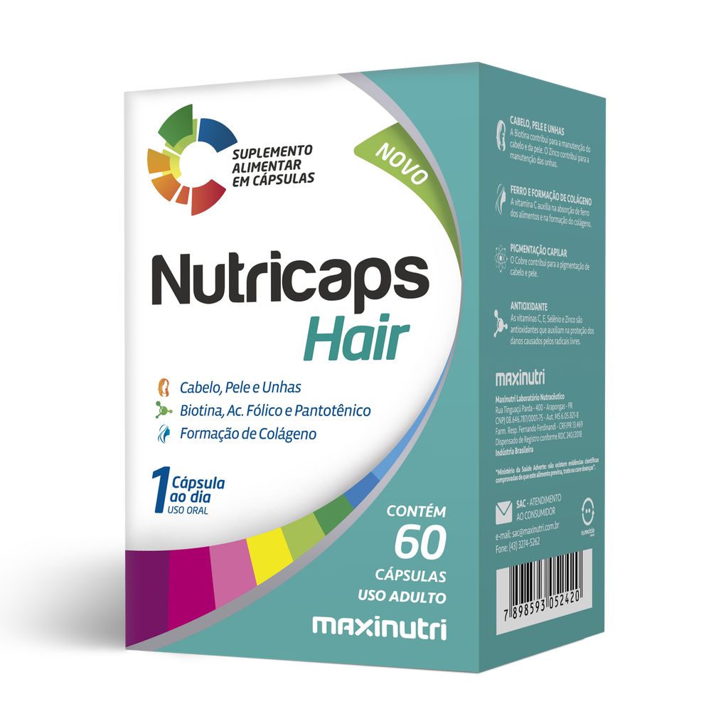 Nutricaps Hair 630mg 60 cápsulas Maxinutri