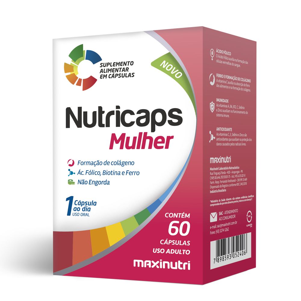 Nutricaps Mulher 600mg 60 cápsulas Maxinutri
