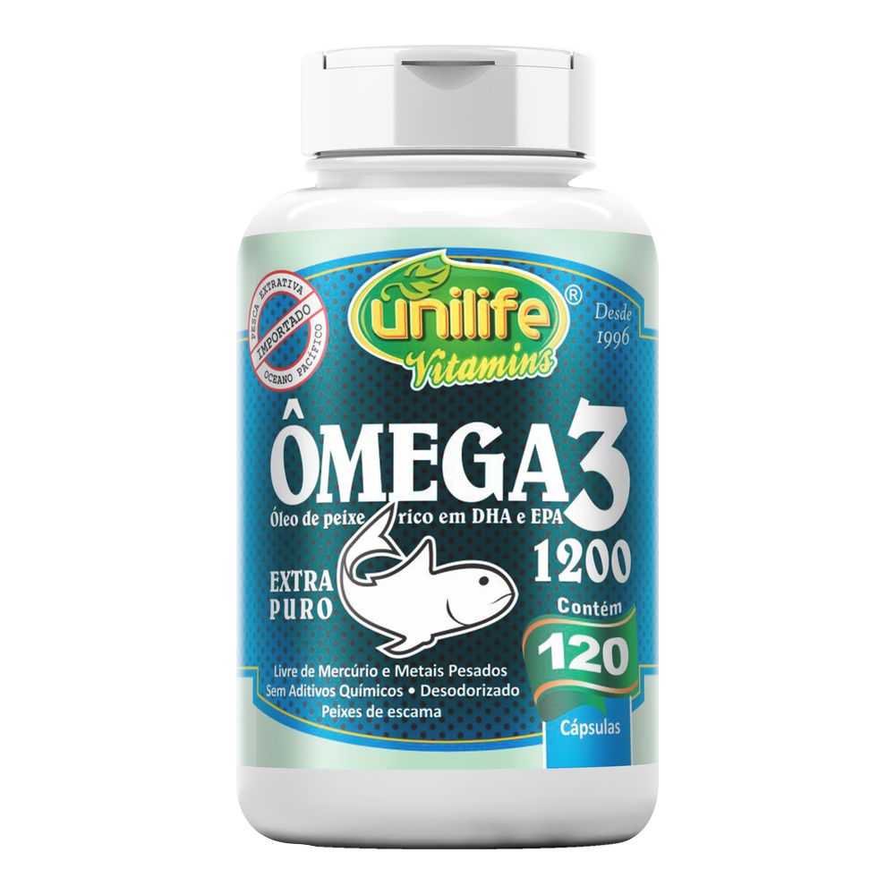 Omega 3 Meg3 - Oleo de Peixe Desodorizado extra puro - 1200mg 120 cápsulas Unilife