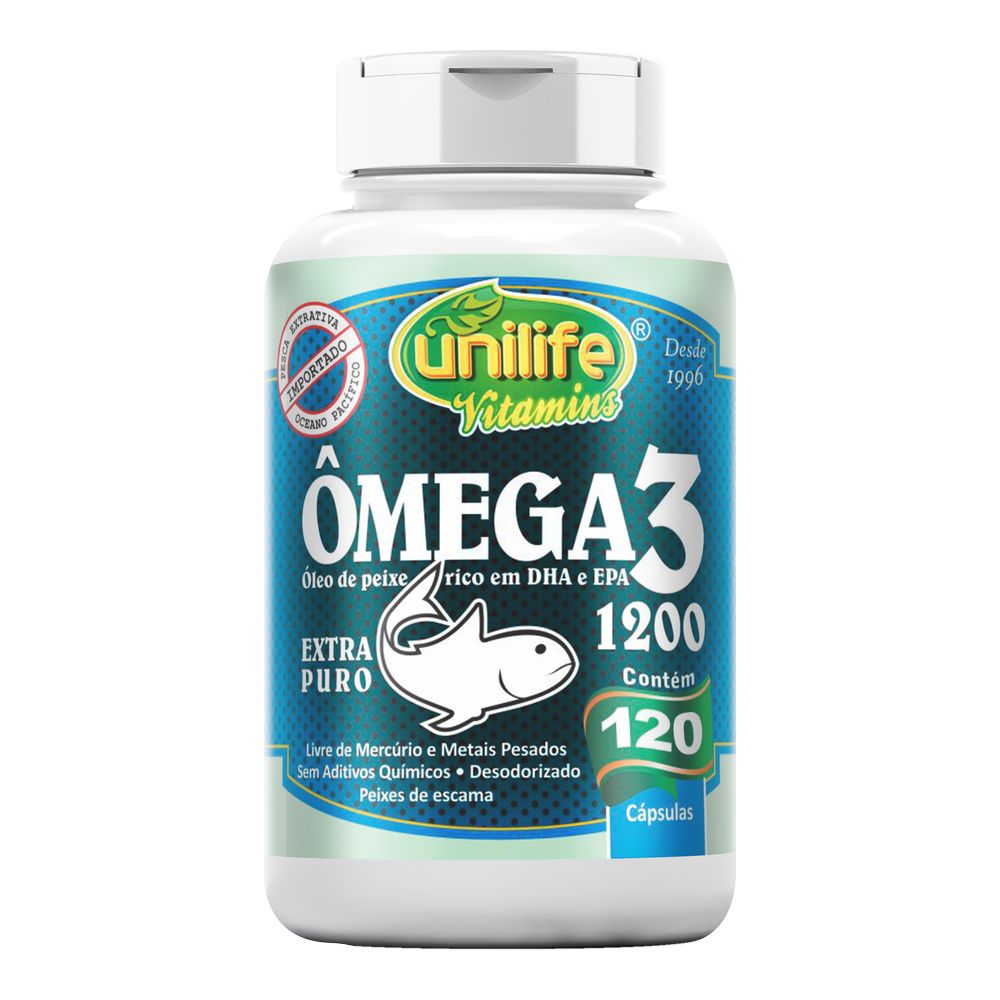 Omega 3 - Oleo de Peixe extra puro - 1200mg 120 cápsulas Unilife