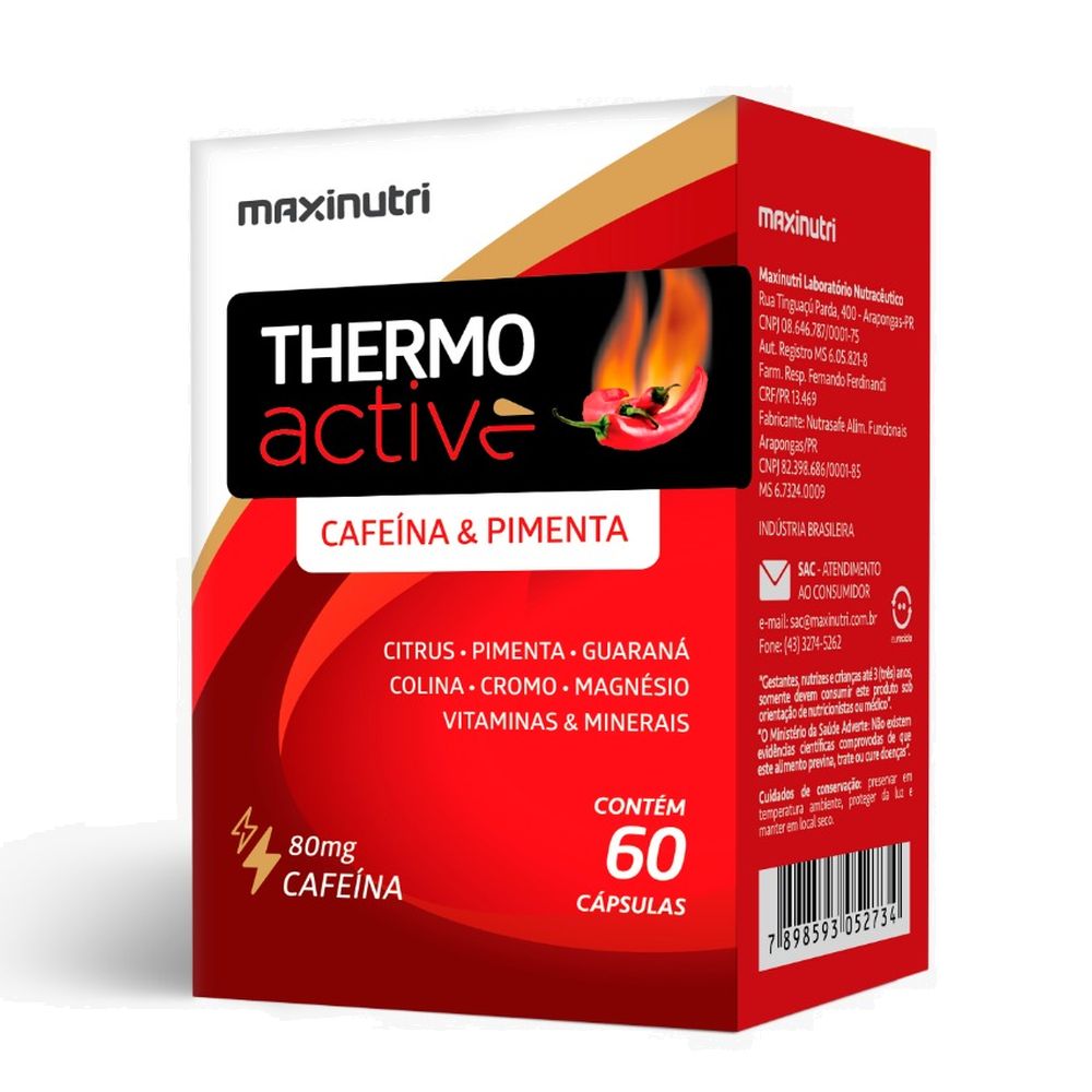 Thermo Active - Pimenta/Guarana/Citrus - 60 cápsulas 915mg Maxinutri