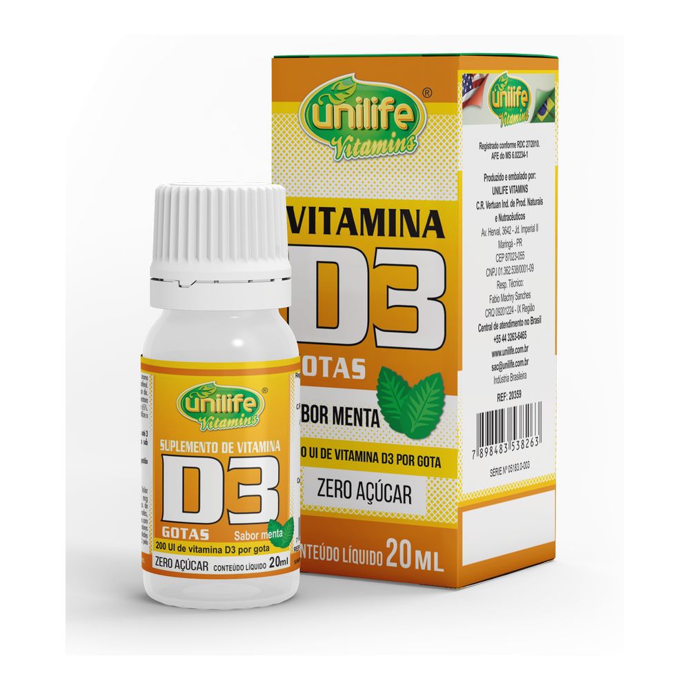 Vitamina D3 (2000UI/Gota) Sabor Menta 20ml Unilife
