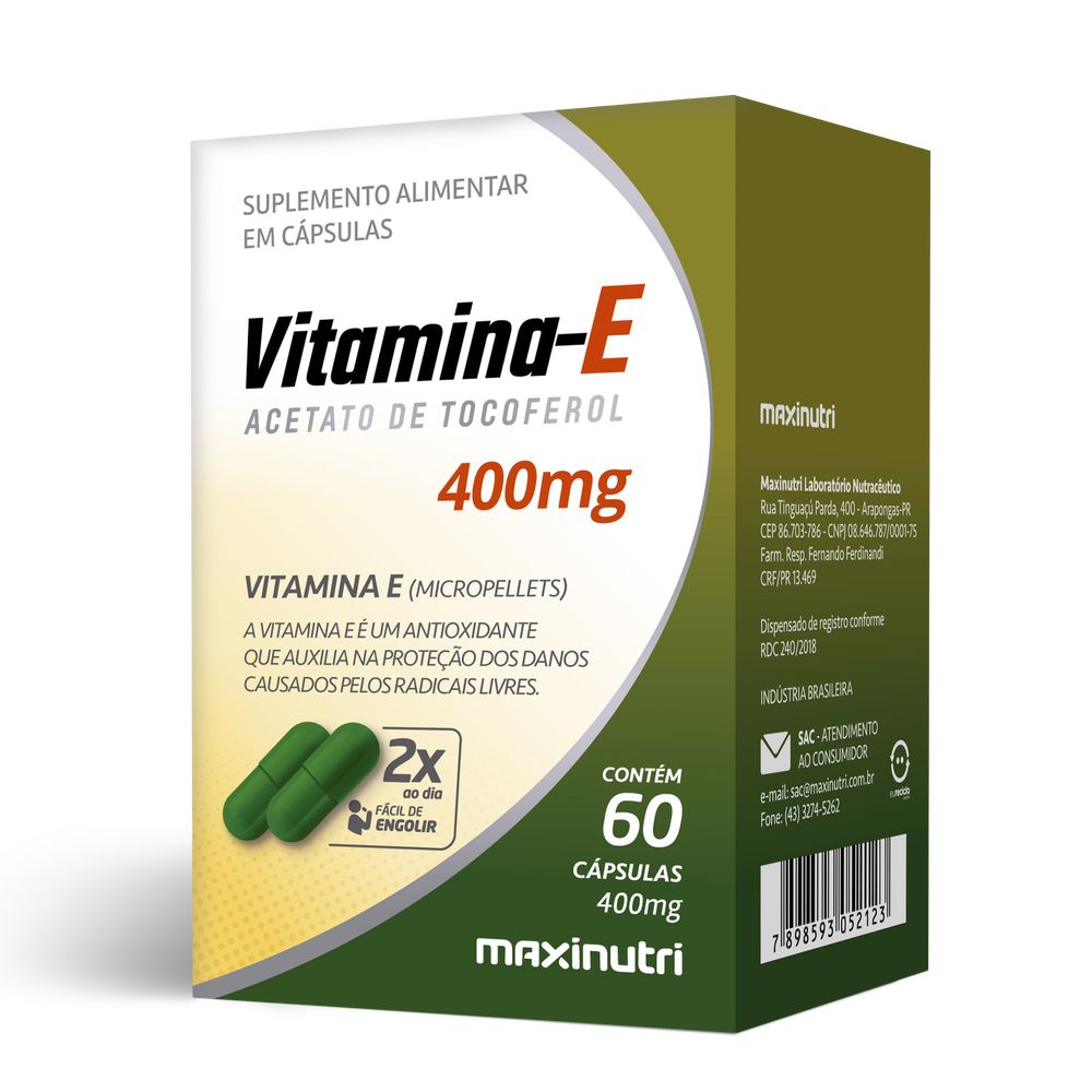 Vitamina E 400mg 60 cápsulas Maxinutri