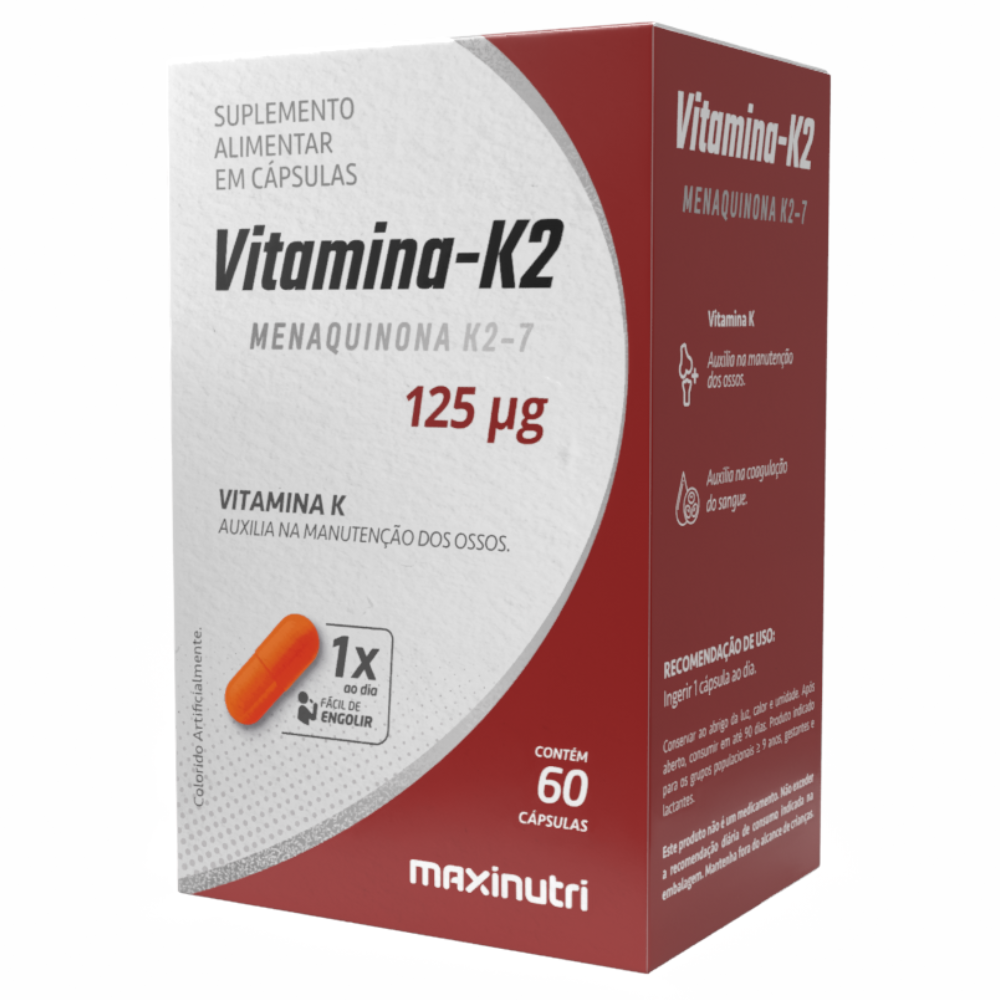 Vitamina K2 (125mcg) Menaquinona K2-7 - Mk7 60 cápsulas Maxinutri